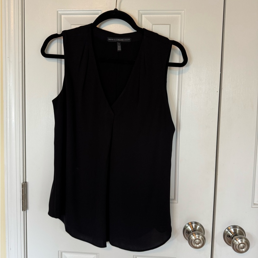 2 Banana Republic Sleeveless Blouses black and plum